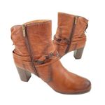 Pikolinos * Heeled Ankle Booties Womens Size 40 Brown Leather Zip Braided Strap Photo 7