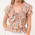 Dear John  ruffle floral blouse size medium Photo 0