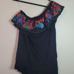 Umgee  Black Floral Embroidered One Shoulder Dress NWT Photo 0