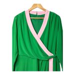 Kasper Colorblock Midi Wrap Dress Kelly Green Pink Trim 3/4 Sleeve Plus Size 1X Photo 5