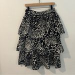 Who What Wear Black & White Animal Print Tiered Ruffle High Rise Midi Skirt 6 Photo 6