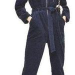 Topshop Corduroy Belted Waist Zip Navy Blue Boilersuit Photo 0