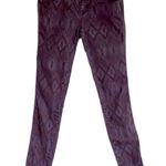 Free People dark purple Aztec diamond pattern, skinny jeans in size 26. EUC Photo 0