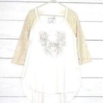 We The Free | Free People Lace Sleeves Goat Tunic Blouse Top Size S/P Photo 0