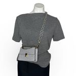 Moda Luxe  Grey Handbag Crossbody Metal Handles Removable Chain Strap Photo 7