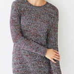 Pure Jill Marled Knit Sweater Red Black White Wool Cashmere Asymmetrical Medium Photo 0