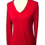 Tommy Hilfiger Red Sweater w/Gold Studs Long Sleeve NWT Medium Photo 0