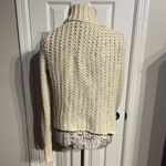 Daisy Fuentes Cardigan Knit Sweater Jacket Crochet Coastal Cottage Coquette Oatmeal Cover Shawl Shrug Bolero Photo 2