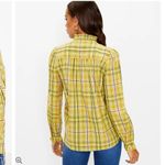 Loft NWOT Ruffle Trimmed Plaid Button Down Shirt Photo 2