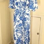 A New Day  NWOT Women's Short Sleeve Maxi Sundress Blue White Floral 2 Photo 1