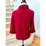 Susan Bristol Red Ruffle Trim Boiled Wool Jacket Photo 3