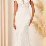 Lulus NWT  Precious Romance White Embroidered Off-the-Shoulder Maxi Dress Bride 6 Photo 0