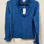 Sundance NWT  Sweater Women Blue Knit Pullover VNeck LongSleeve Flutter Preppy XS Photo 0