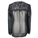 Elle Sheer Lace Black Long Sleeve Blouse Women’s Size Small Polka dot Photo 3