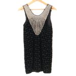 Free People  Danced To Pieces Black Velvet Eyelet Mini Beaded Showgirl 20s Size 2 Photo 1