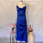 Boutique NEW Blue Satin Dress Photo 3