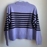 Ann Taylor  Striped Mockneck Pullover Sweater (Sz L) Lavender & Chocolate Stripes Photo 4