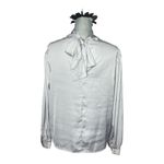 Prologue  Women's Silver Tie Back Balloon Long Sleeve Chic Blouse - size L Photo 2