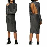 Topshop  Womens Glitter Metallic Open Back Midi Cocktail Dress Photo 1
