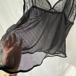 ZARA Women's Black Sheer Polka Dot Scalloped Cami Slip M Photo 2