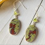 Dragon Blood & Peridot Sterling silver Earrings Red Photo 2