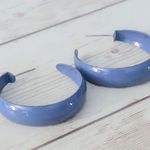 Vintage Stud Earrings Darker Shade of Sky Blue Tone Hoops Photo 2