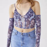Urban Outfitters UO Ziggy Purple Paisley Print Cold Shoulder Corset Top Size L Photo 0