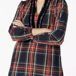 J.Crew  Plaid Tunic Top‎ Small Black Red Velvet Trim Long Sleeve Preppy Classic Photo 0