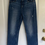 Loft Size 28/6  Dark wash Distressed/ripped fray hem Straight Crop Jeans Photo 0