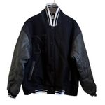 Nike NEW Women’s Oversized Destroyer Wool Bomber Varsity Jacket size L Black Photo 1