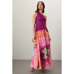 AMUR Atlas Painterly One Shoulder Floral Evening Gown Purple Womens Size 4 Pink Photo 1