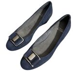 Stuart Weitzman Wedge Shoes Navy with buckle bow toe Photo 0