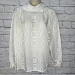 Vintage Joanna White Shiny Secretary Blouse Scarf Long Sleeve Size M Checkered Size M Photo 2