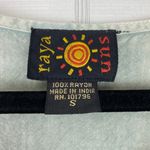 Raya Sun  Embroidered Heart Floral Design Short Sleeve Boho Top Washed Green S Photo 5