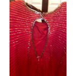 Women's Vintage STENAY Red Long Sleeve Silk Beaded Dress Size L Size L Photo 5