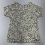 Aidan Mattox Dress Womens Size 14 White Silver Cold Shoulder Sequin Silk Party Photo 3