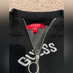 Guess Femme Y2K Fitted Knit Quarter Zip Logo Pattern Black Sweater Photo 2