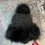 Ski Lodge Winter Cap Faux Fur Trim Acrylic Hat Black Glam Photo 6