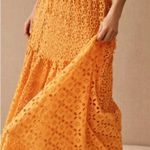BHLDN x Free People Robinne Crochet Lace Maxi Dress Boho Yellow Orange Size M Photo 3