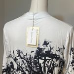 lemon grass tunic womens cream abstract top long sleeve blouse shirt bamboo Sz S Photo 4