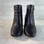 Michael Kors Michael Kors Ankle Booties Womens 9 Black Leather Gold Zipper Lock Stacked Heel Photo 5