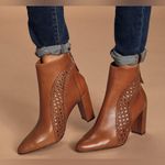 Matisse Tan Braided Cutout Leather Ankle Boot Heel Size 6.5 Photo 0