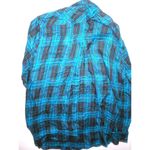 True Religion New Womens Designer  S Plaid Top Logo Black Aqua Blue NWT Tunic Zip Photo 6