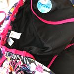 Decree  One Piece Swimsuit Medium Coverage Removable Cups Floral Black Pink 3X Photo 3