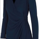 Maje ✨HP✨Renie V-neck Long-sleeve Wrap In Navy Blue Viscose Short Casual Dress✨ Photo 9