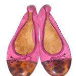 Clarks  indigo pink flats perforated leather tortoise shell cap flats  size 10 Photo 0