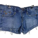 Paris Blues Blue denim micro mini shorts with frayed hem #denimshorts Photo 3