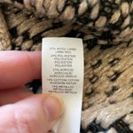 Lucky Brand EUC Black Tan Wrap crochet Cardigan Diamond Pattern Gold Thread, L Photo 3