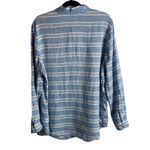 Coldwater Creek  Size 1X Linen Button Down Shirt Stripes Costal Longsleeve Blue Photo 4