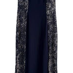 R & M Richards Navy Sequin and Lace Sleeveless Formal Evening Gown Maxi Dress, 4P Photo 0